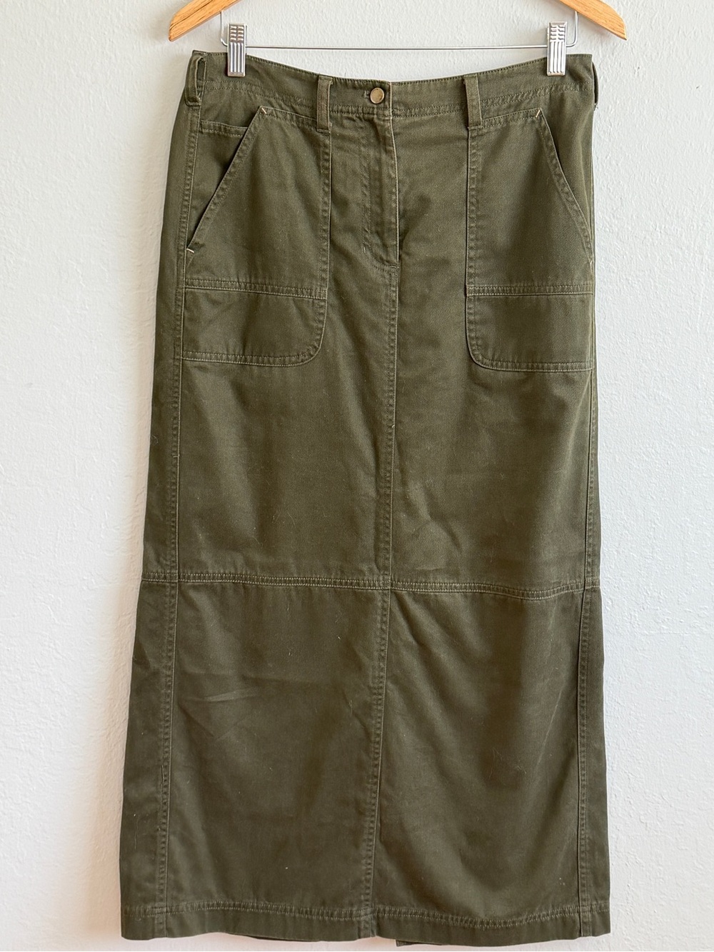 Vintage Lauren Ralph Lauren Olive Utility Maxi Skirt 8 Y2K Grunge